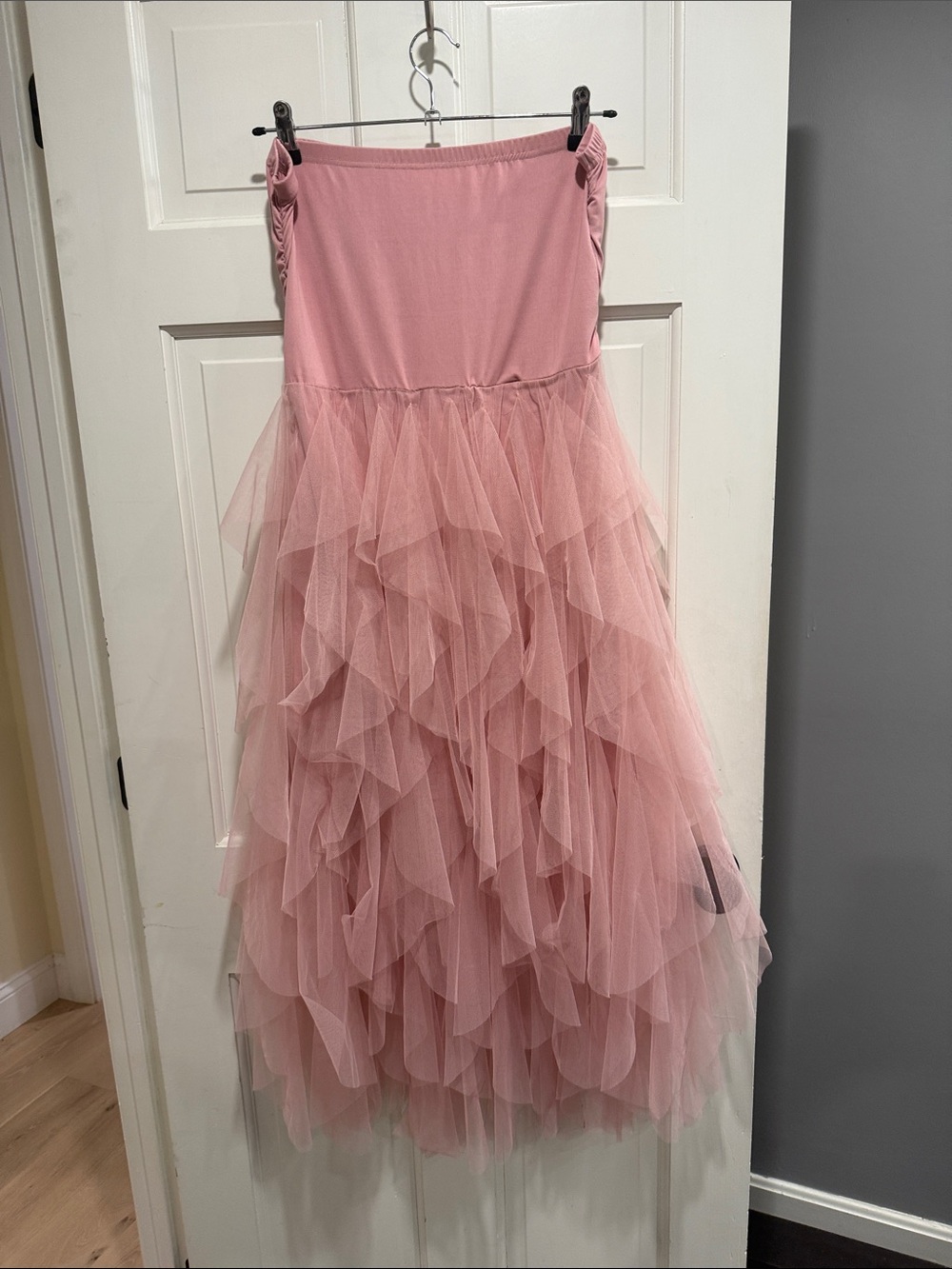 SHEIN Dusty Pink Ruffled Tulle Dress